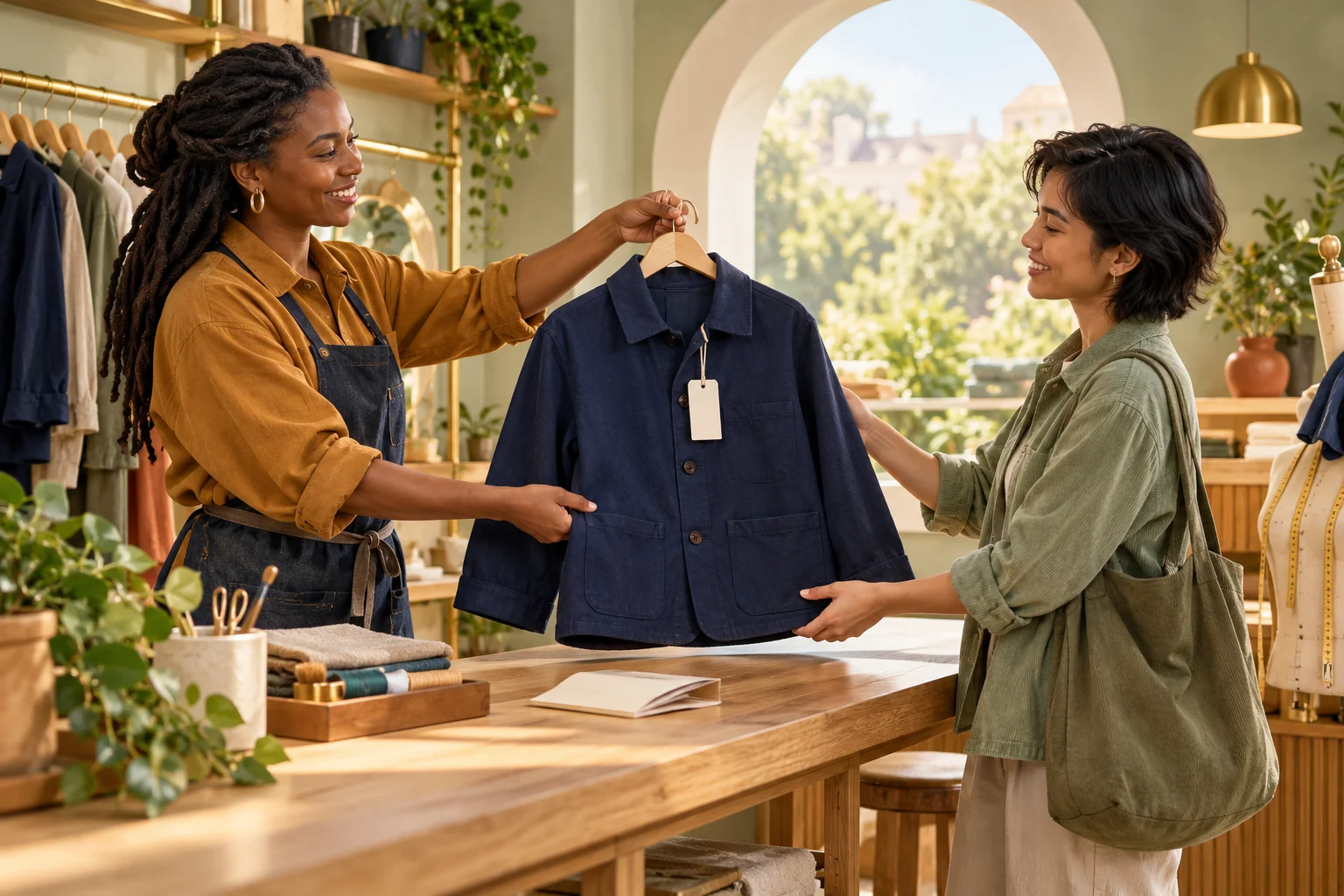 A cared-for navy jacket is handed to its next owner.